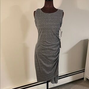 Zara Gray Ruched Midi Dress